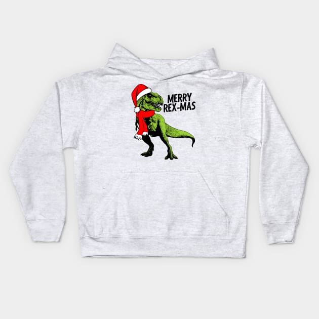 merry rex-mas Kids Hoodie by crackdesign